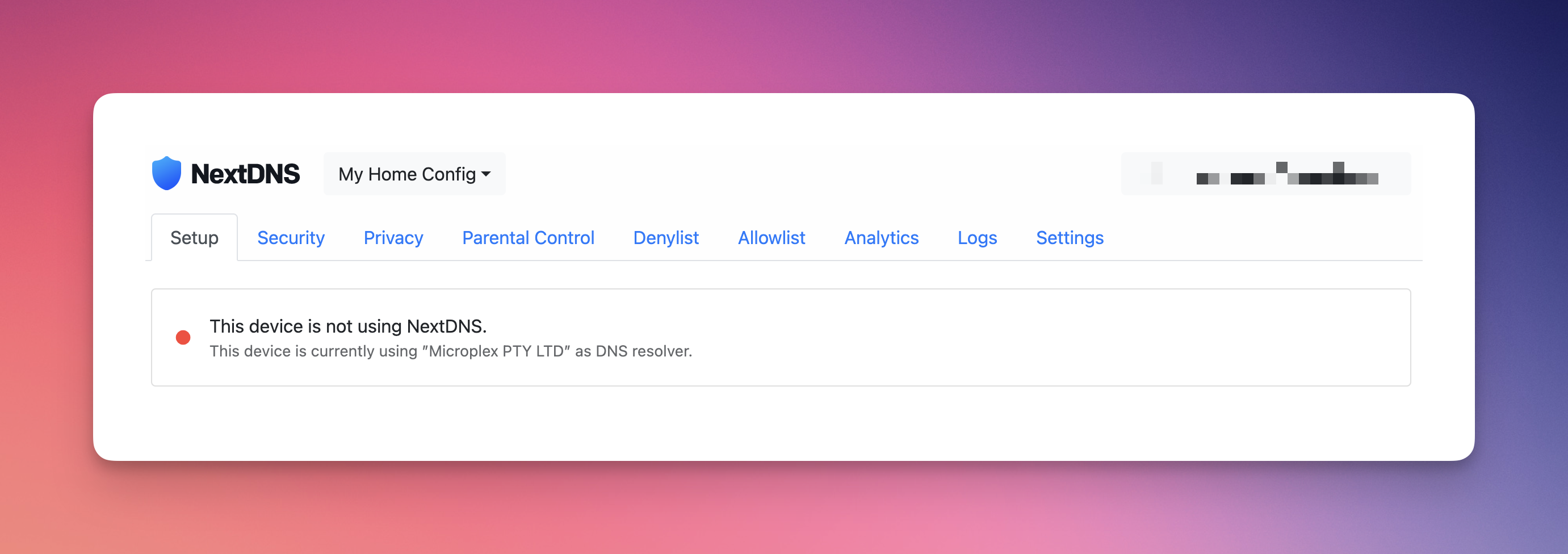 Image showing NextDNS not configured for ARC